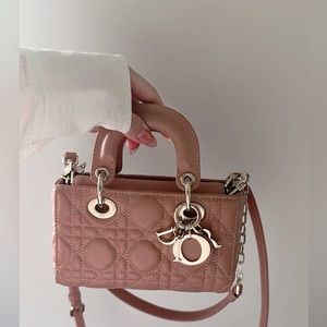 Dior Lady D-joy Micro bag.  Rose des Vents Cannage Lambskin